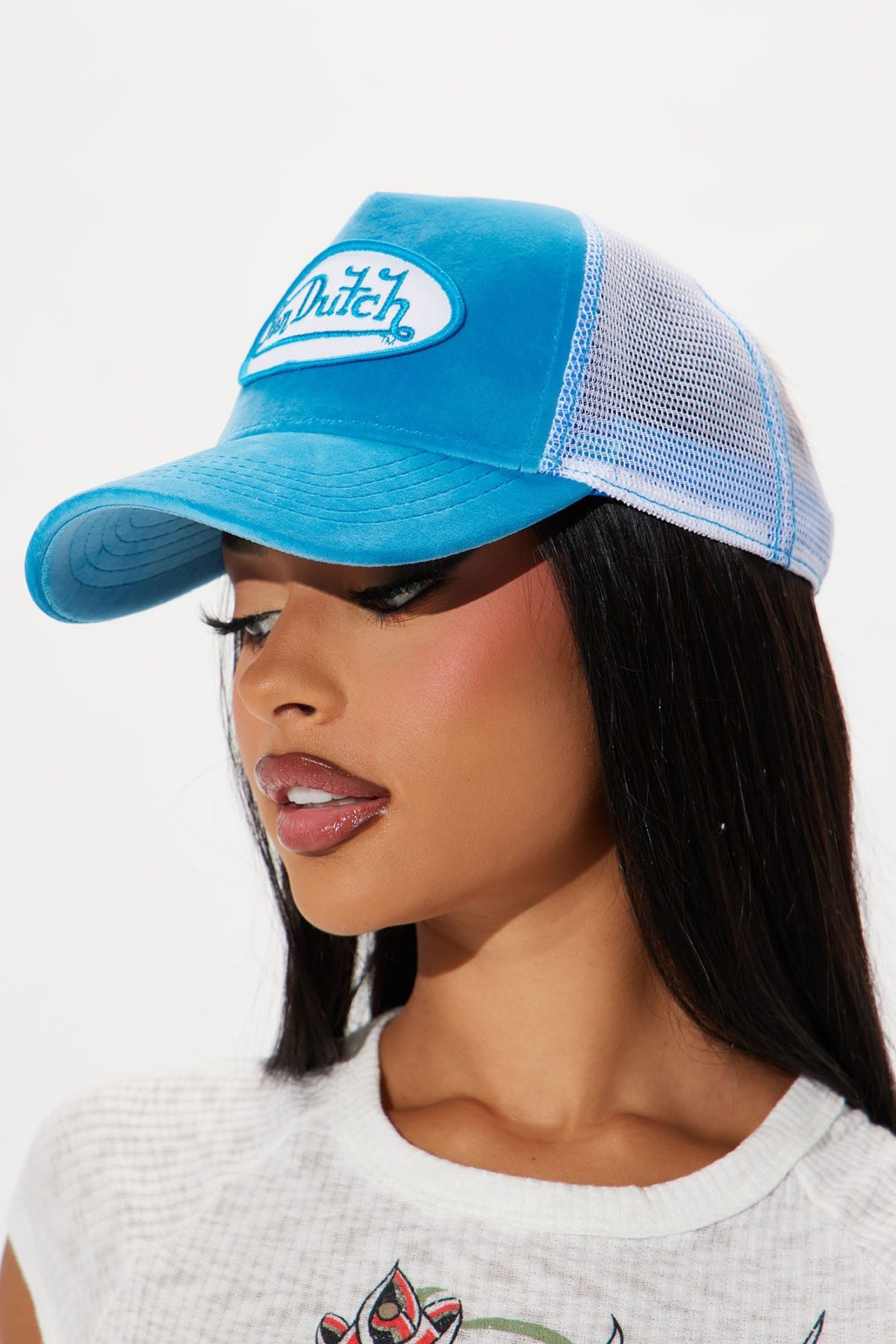 Von Dutch Blue Velvet Trucker Hat - Blue