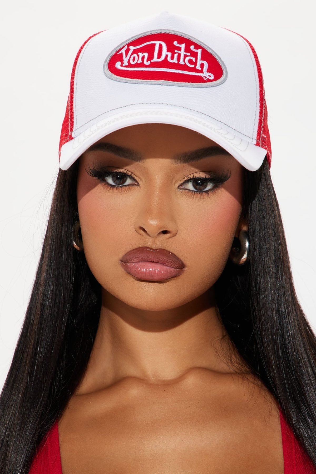 Von Dutch White & Red Trucker Hat - Red/White