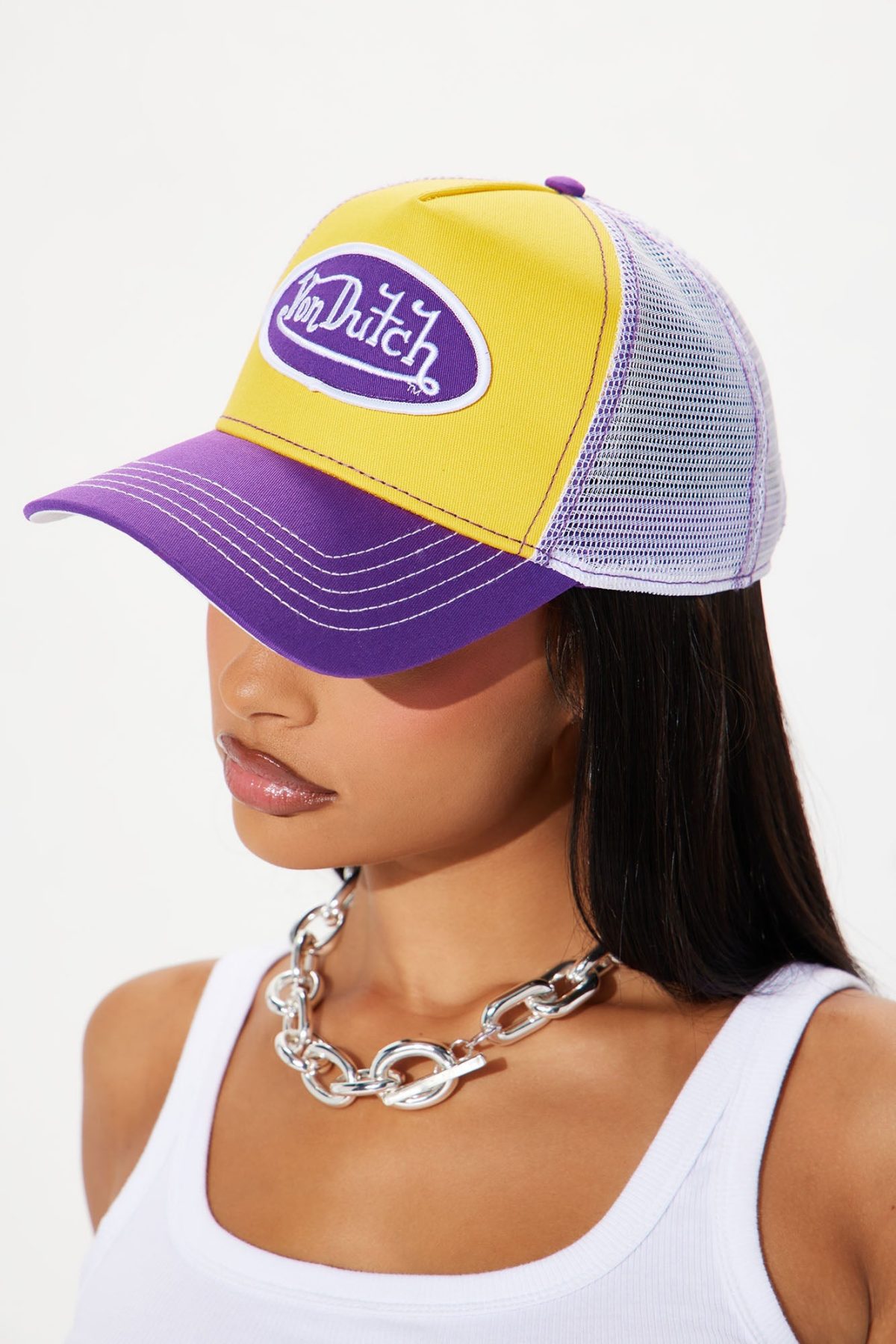 Von Dutch Two Tone Trucker Hat - Gold/Purple