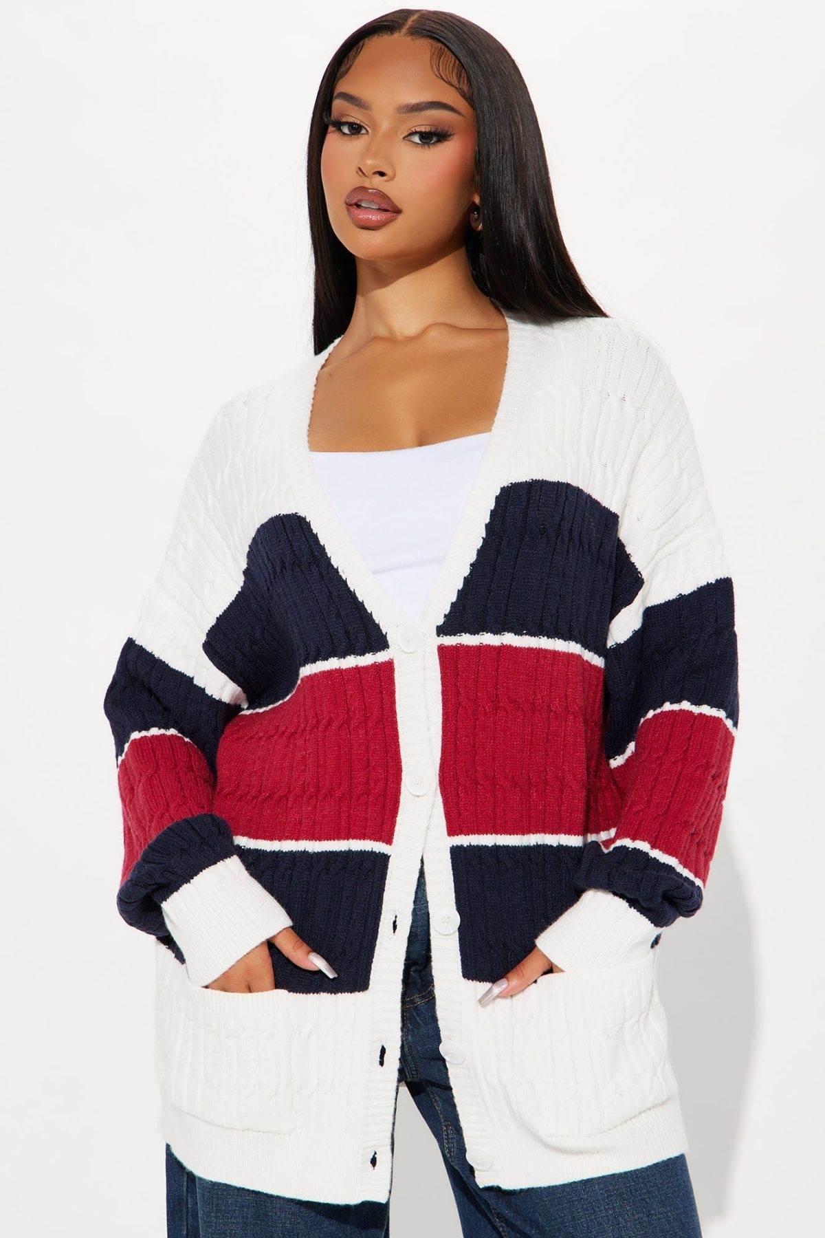 Prep School Cardigan - White/combo