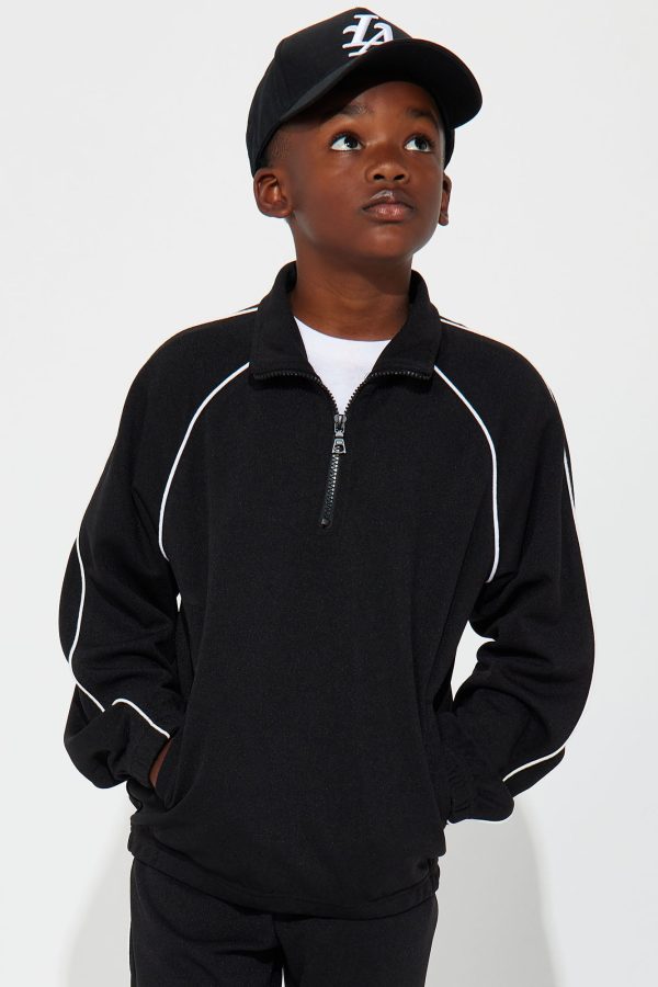 Mini Terry Track Anorak - Black