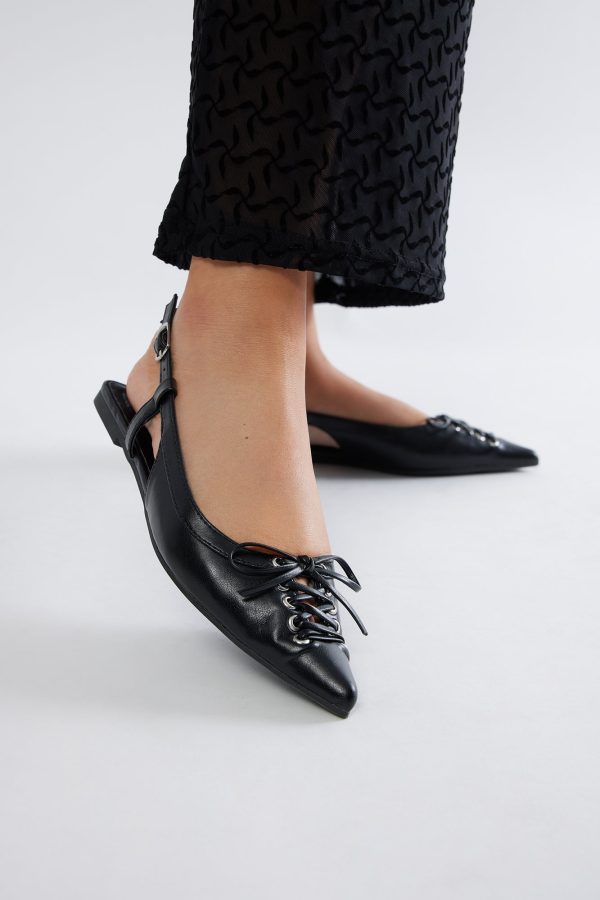 Ash Slingback Flats - Black