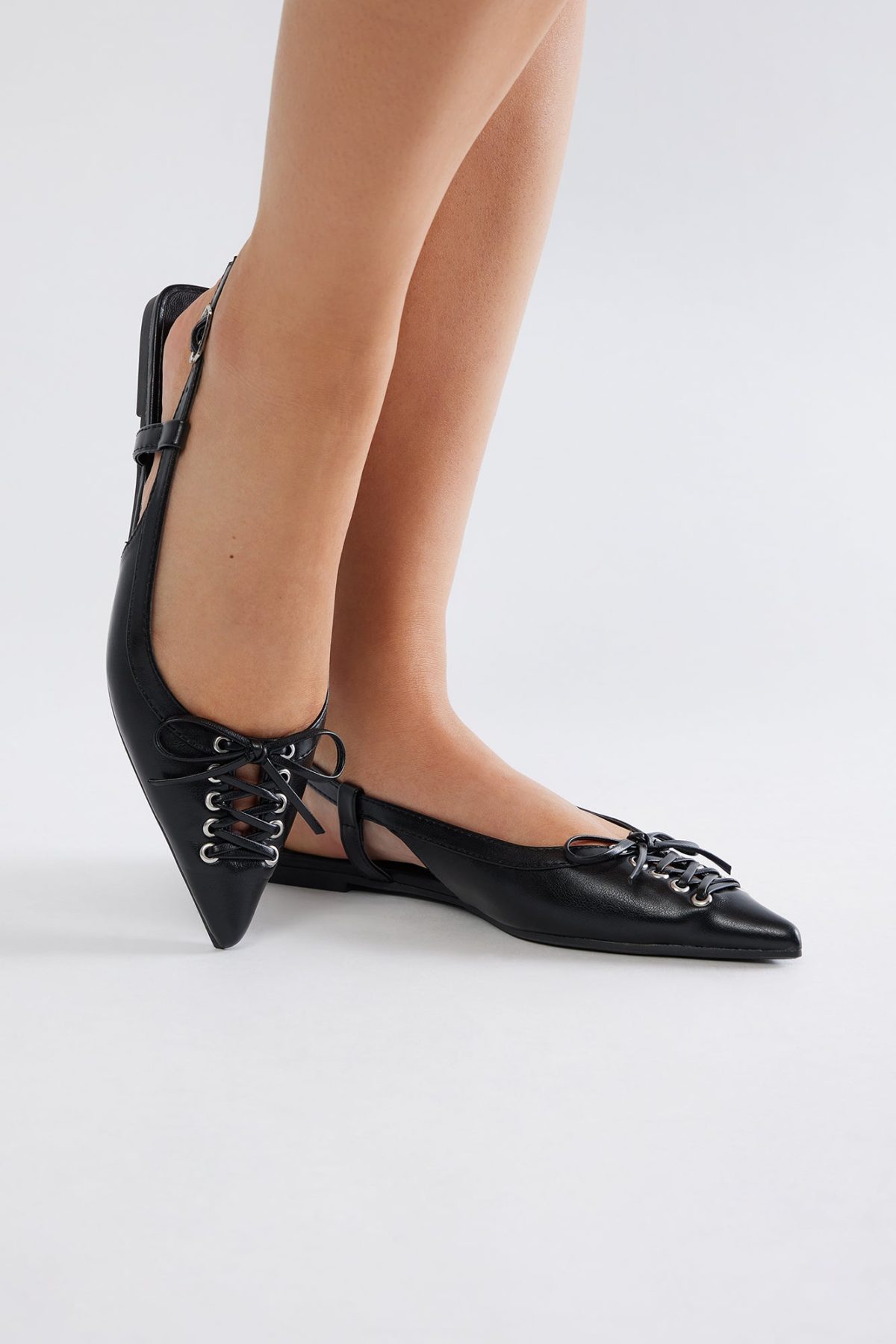 Ash Slingback Flats - Black