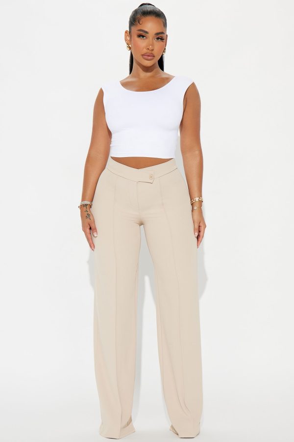 Call Me Maybe Wide Leg Dress Pants - Taupe