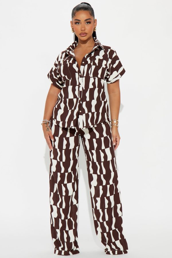 Maddy Pant Set - Brown Combo