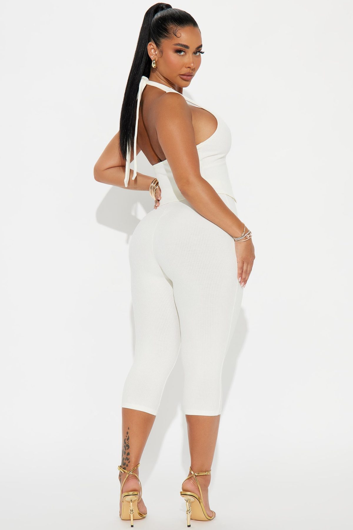 Jazmine Snatched Capri Pant Set - Off White