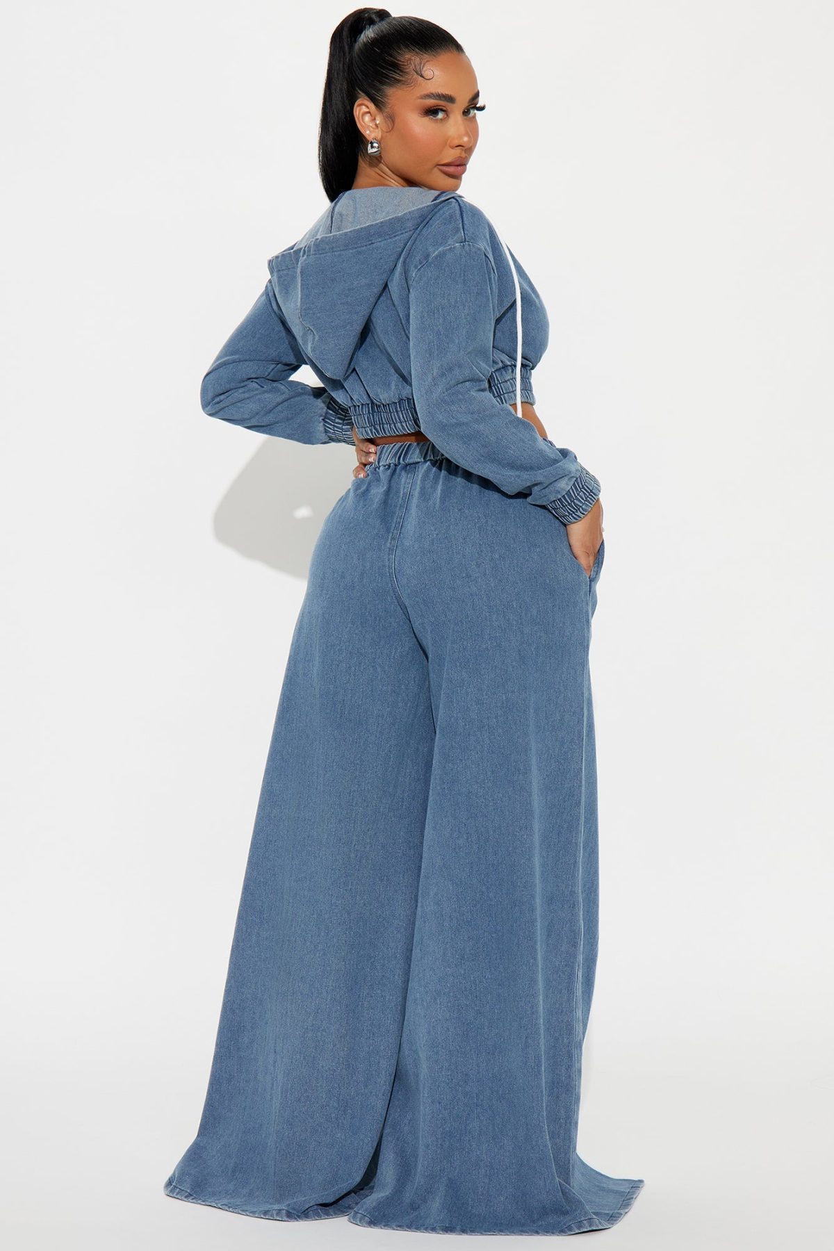 Keep Up With Me Denim Pant Set - Blue