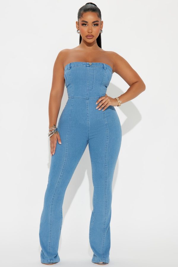 Don't Mention This Denim Jumpsuit - Medium Wash