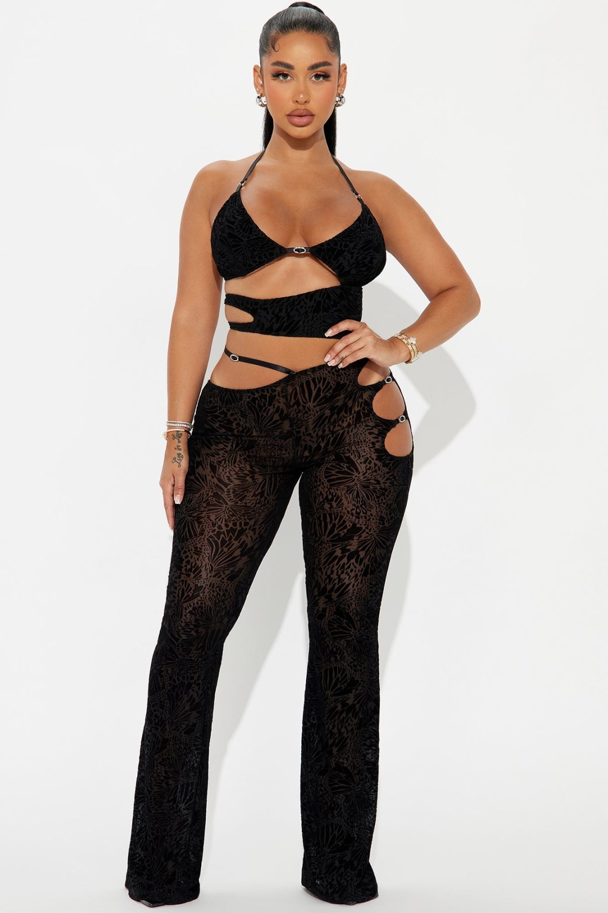 Forever Young Mesh Pant Set - Black