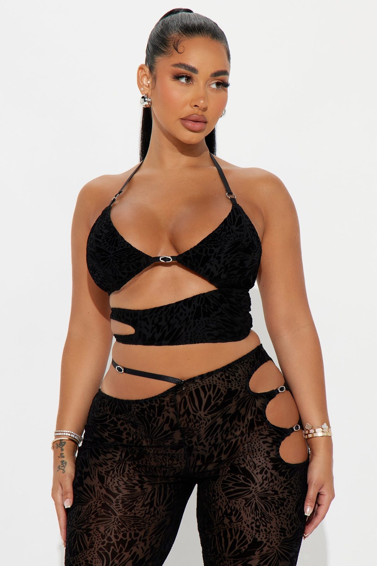 Forever Young Mesh Pant Set - Black