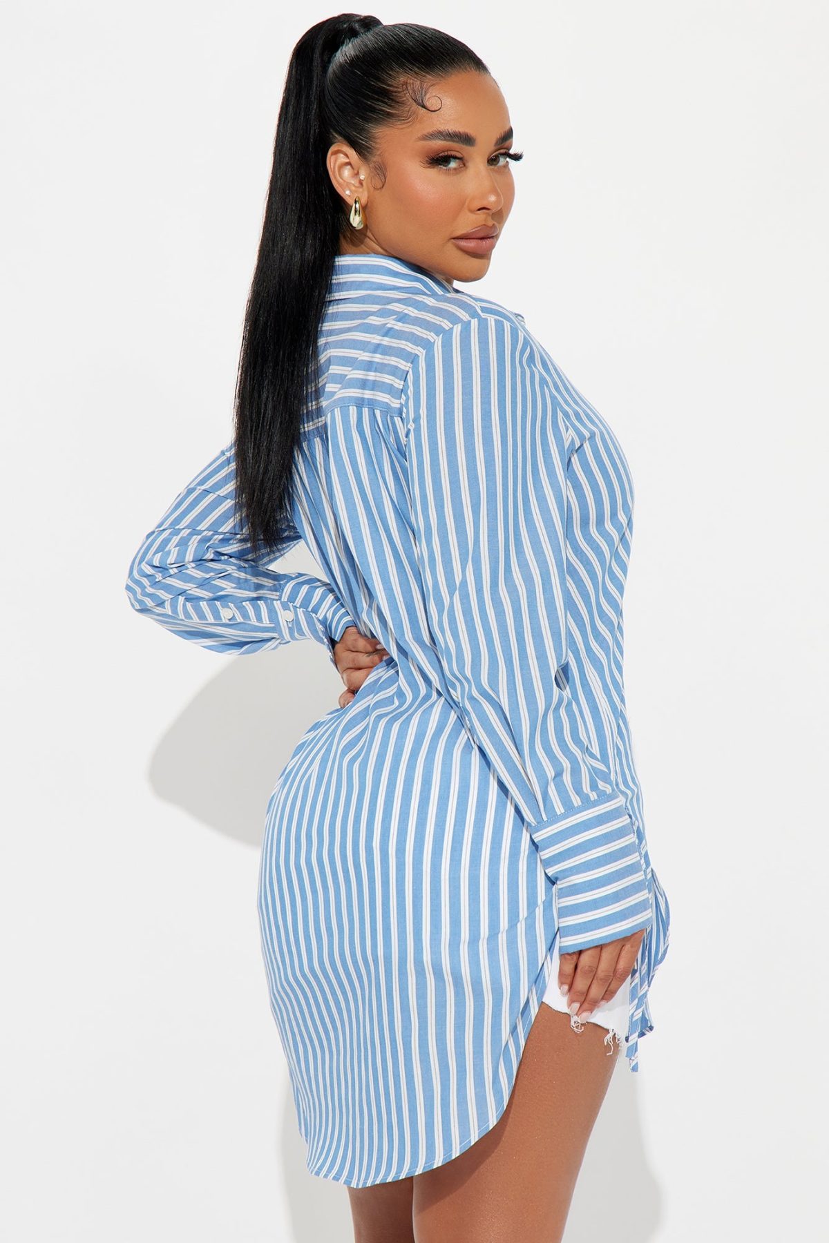 June Oversized Striped Shirt - Blue/combo