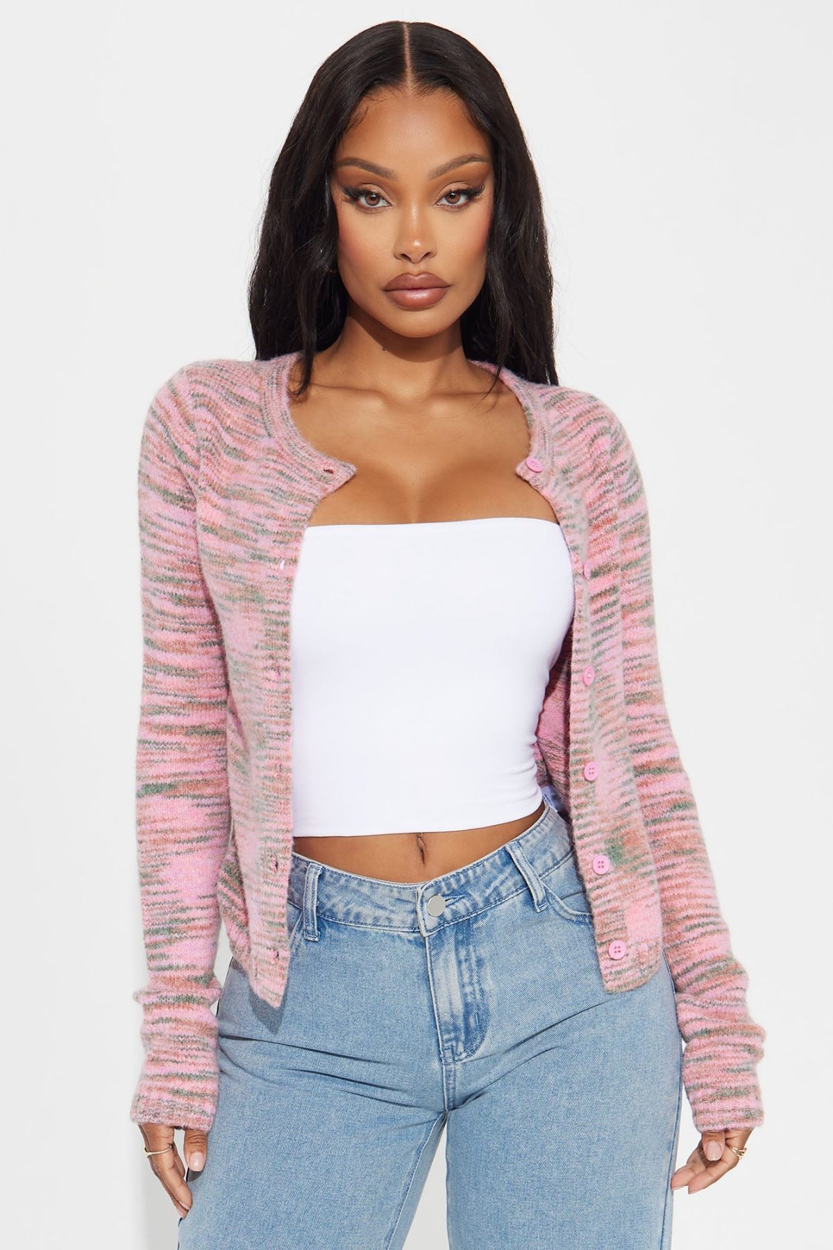 Saturn Space Dye Cardigan - Pink/combo