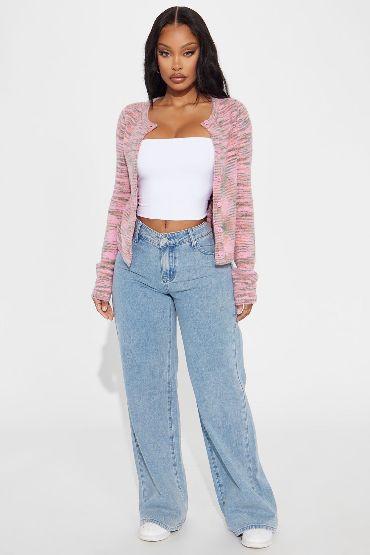 Saturn Space Dye Cardigan - Pink/combo