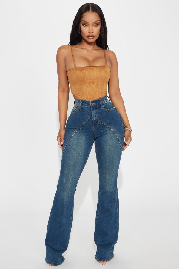 Believe In It Tinted Stretch Flare Jeans - Dark Wash