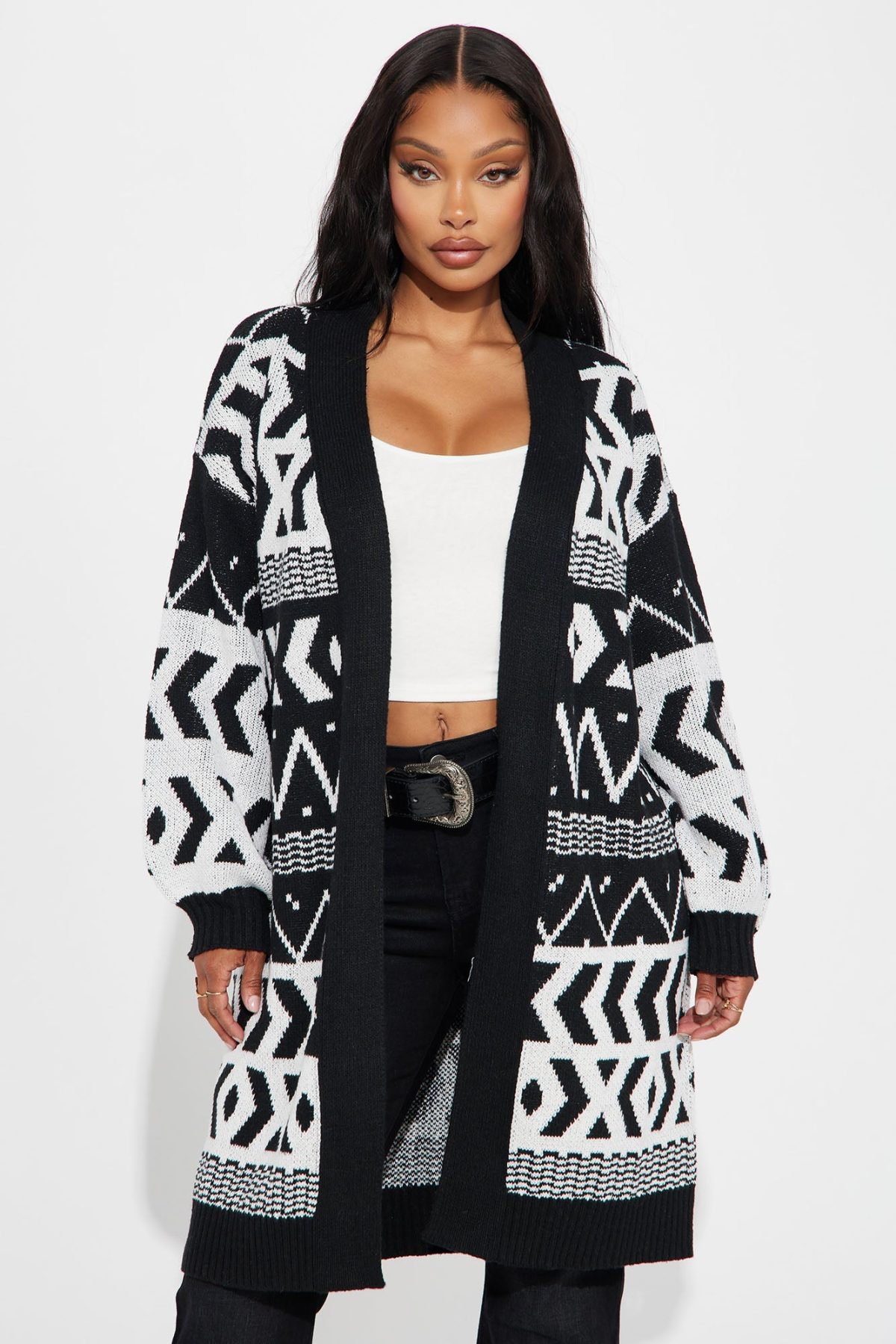 Sonoma Long Cardigan - Black/White