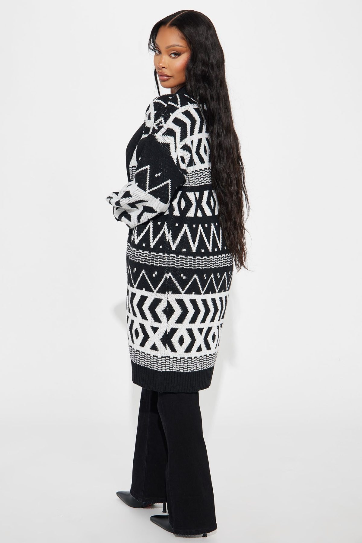 Sonoma Long Cardigan - Black/White