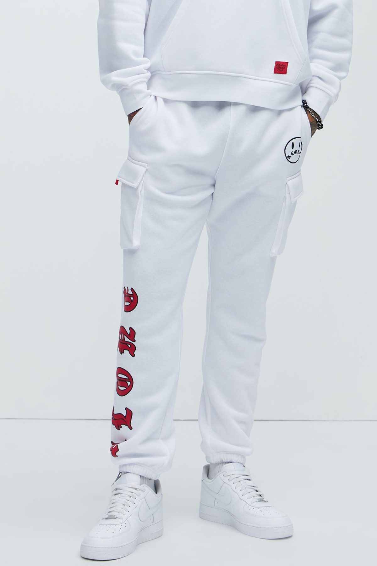 Never Alone Cargo Sweatpant - White