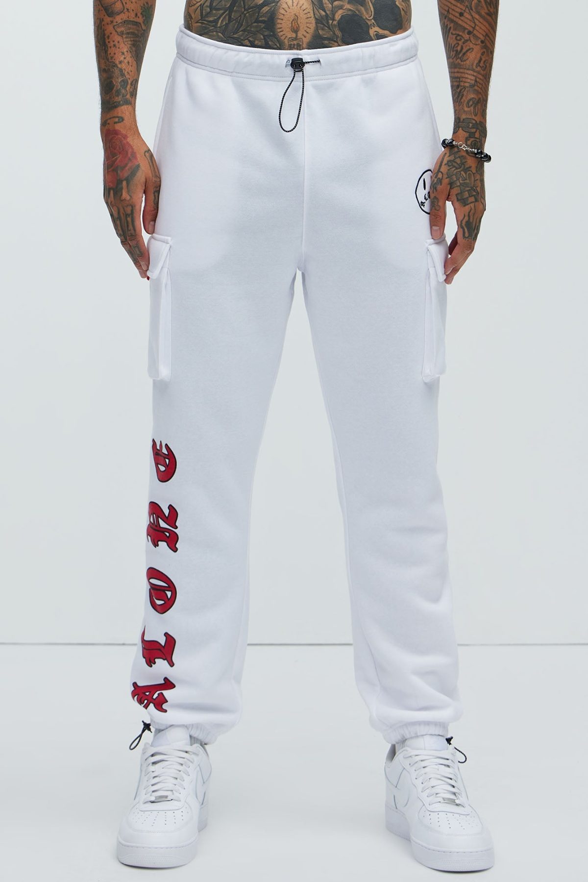 Never Alone Cargo Sweatpant - White