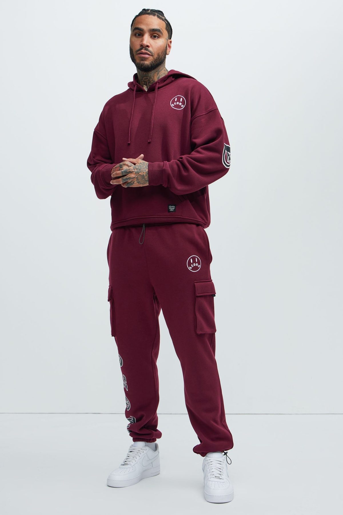 Never Alone Cargo Sweatpant - Burgundy