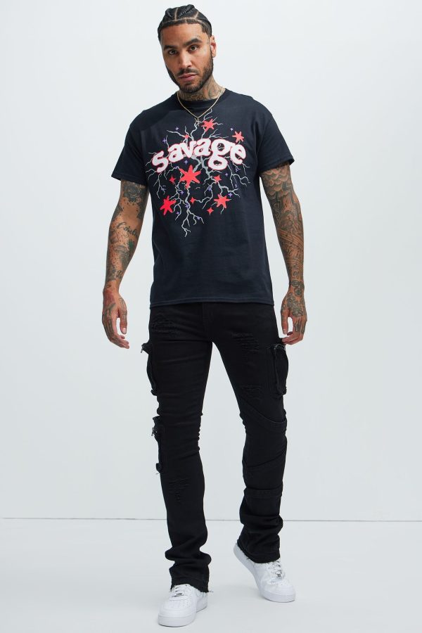 Find Out Cargo Flare Jeans - Black