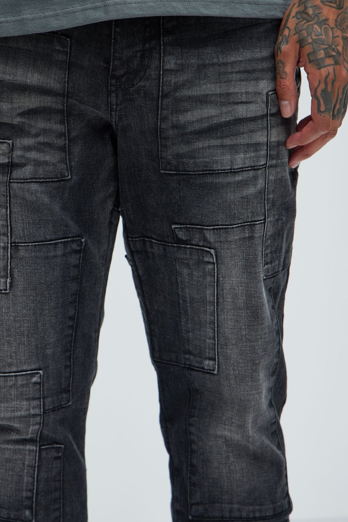 Mosley Stacked Slim Flare Jeans - Black Wash