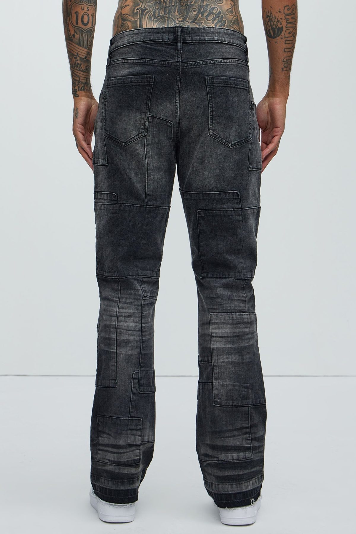 Mosley Stacked Slim Flare Jeans - Black Wash