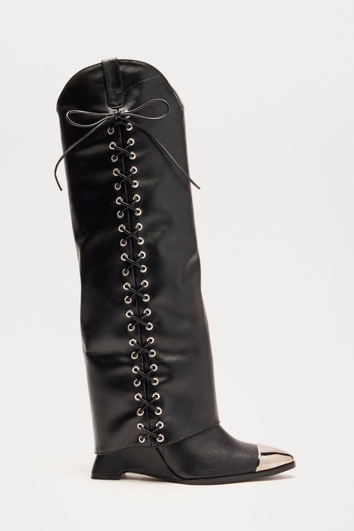 Emberly Overlay Knee High Boots - Black