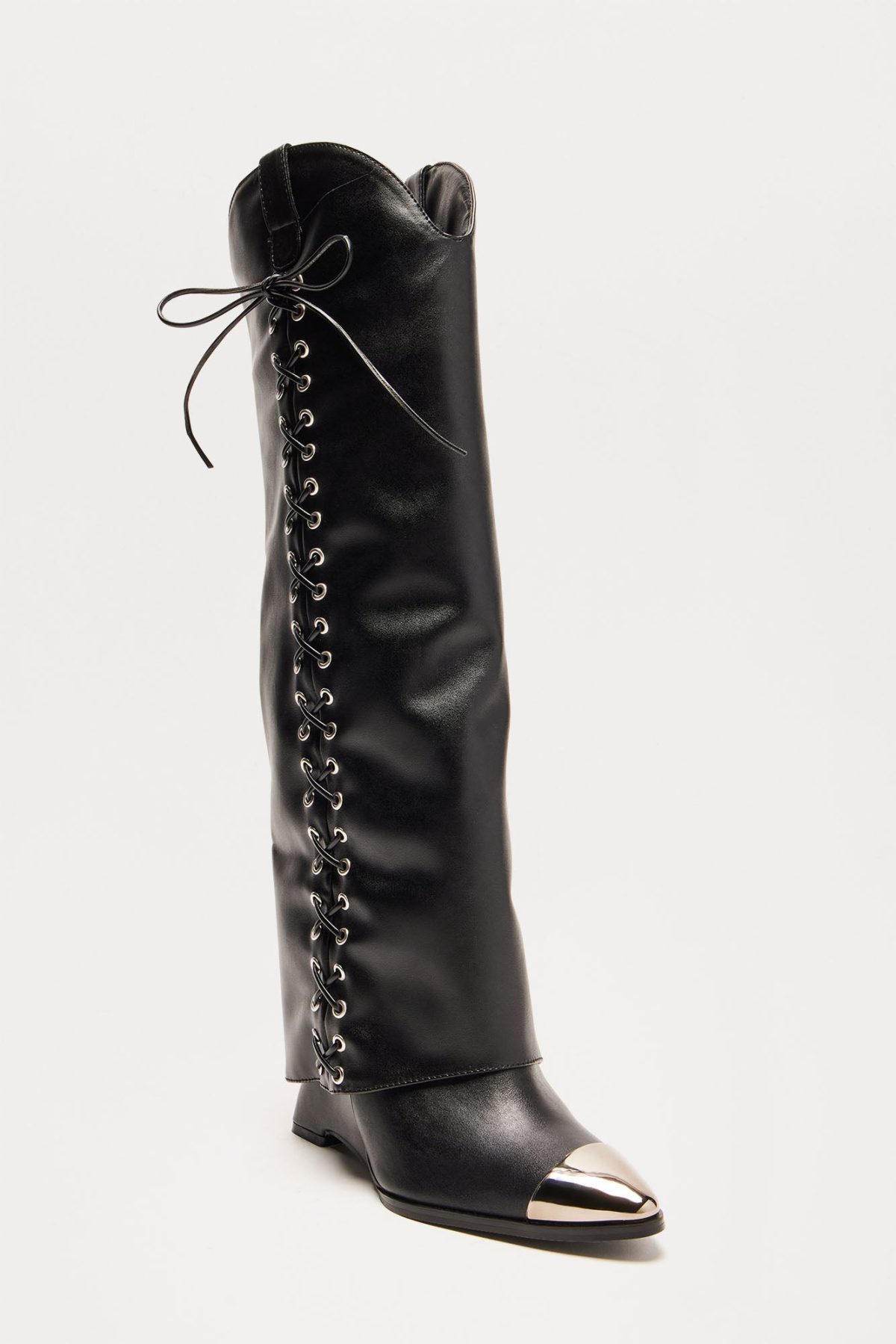 Emberly Overlay Knee High Boots - Black