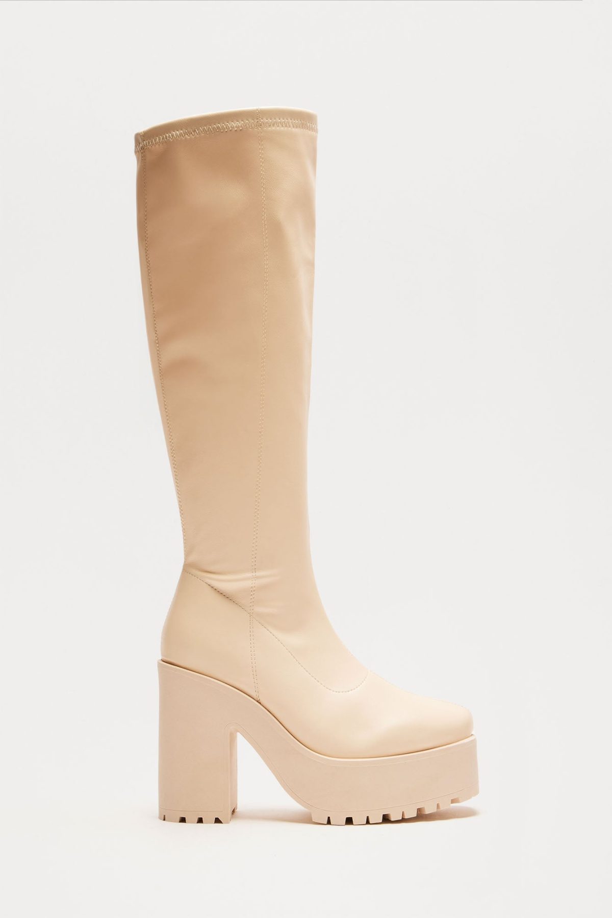 When I'm With You Knee High Heeled Boots - Ivory