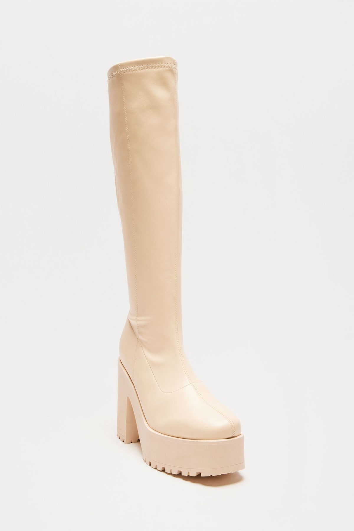 When I'm With You Knee High Heeled Boots - Ivory