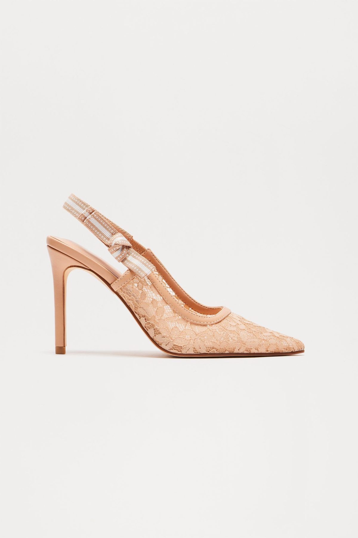 Solene Lace Slingback Pumps - Nude