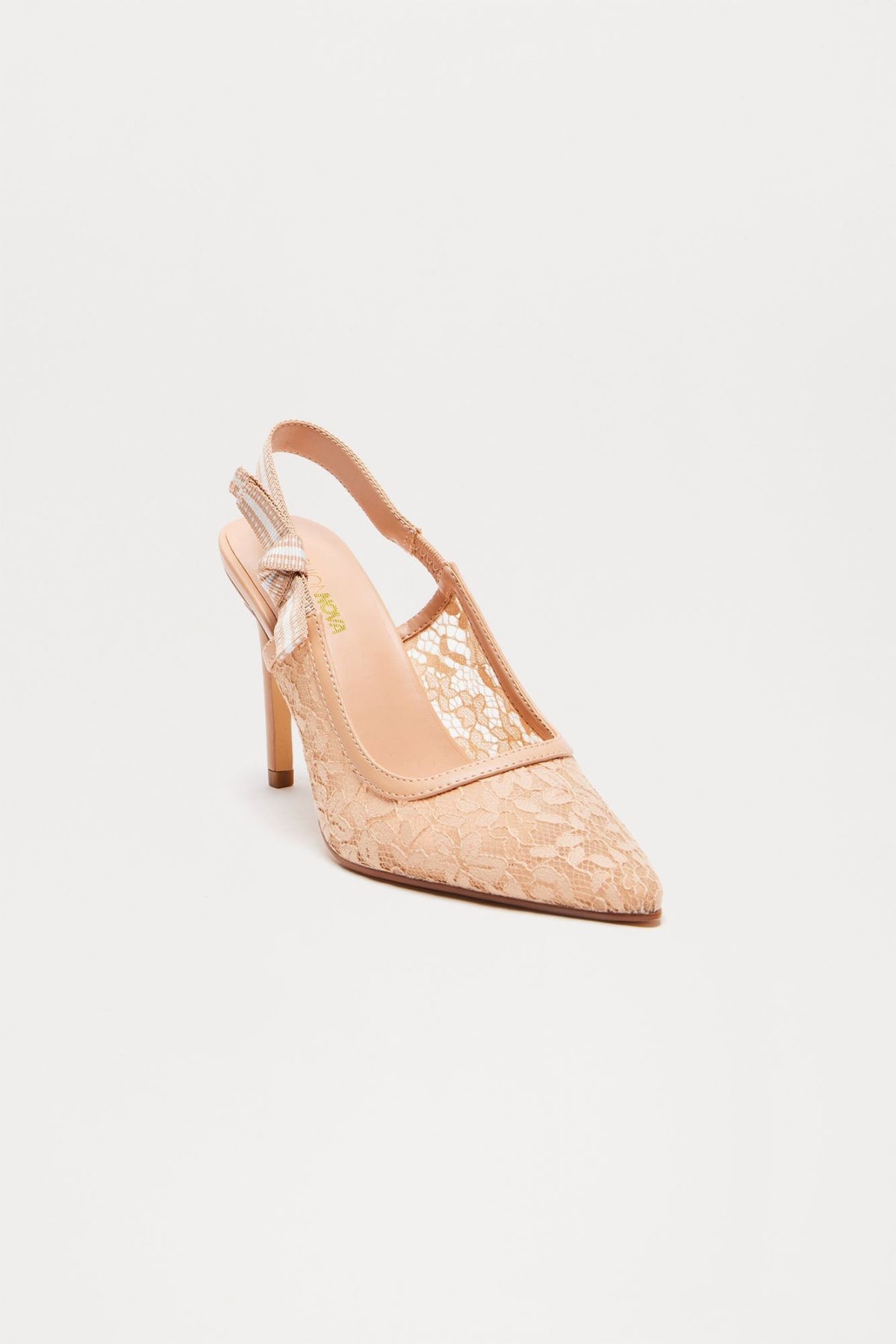 Solene Lace Slingback Pumps - Nude