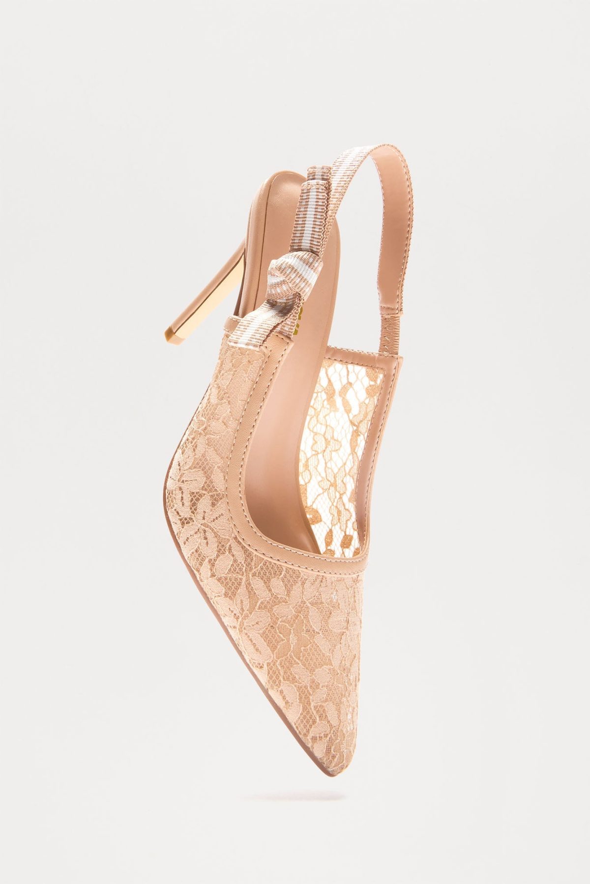 Solene Lace Slingback Pumps - Nude