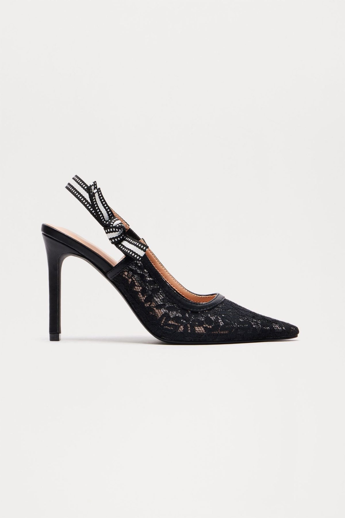 Solene Lace Slingback Pumps - Black