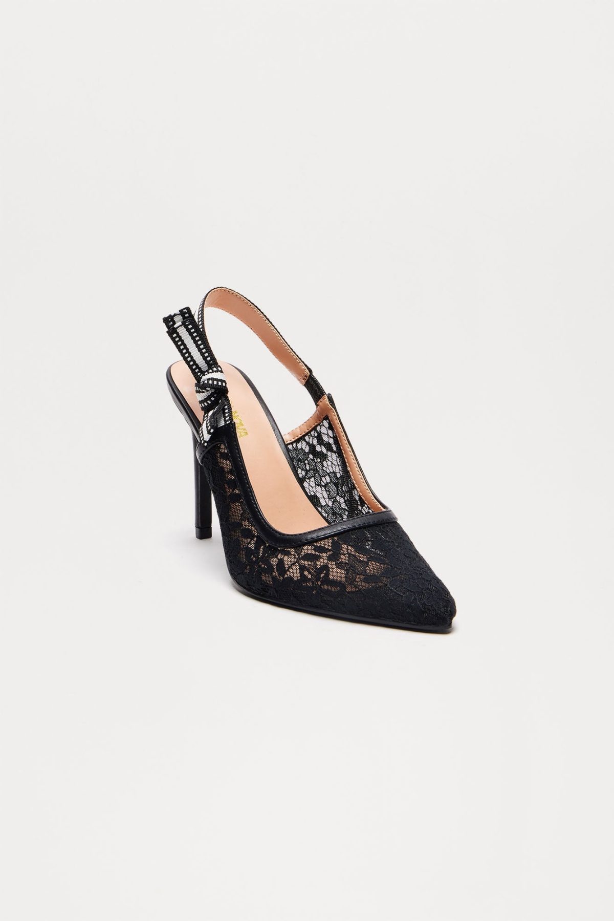 Solene Lace Slingback Pumps - Black