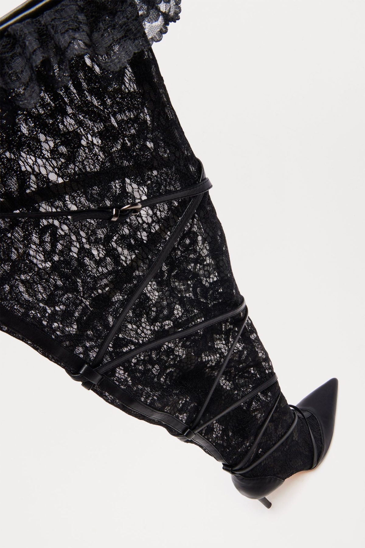 Presley Lace Thigh High Boots - Black