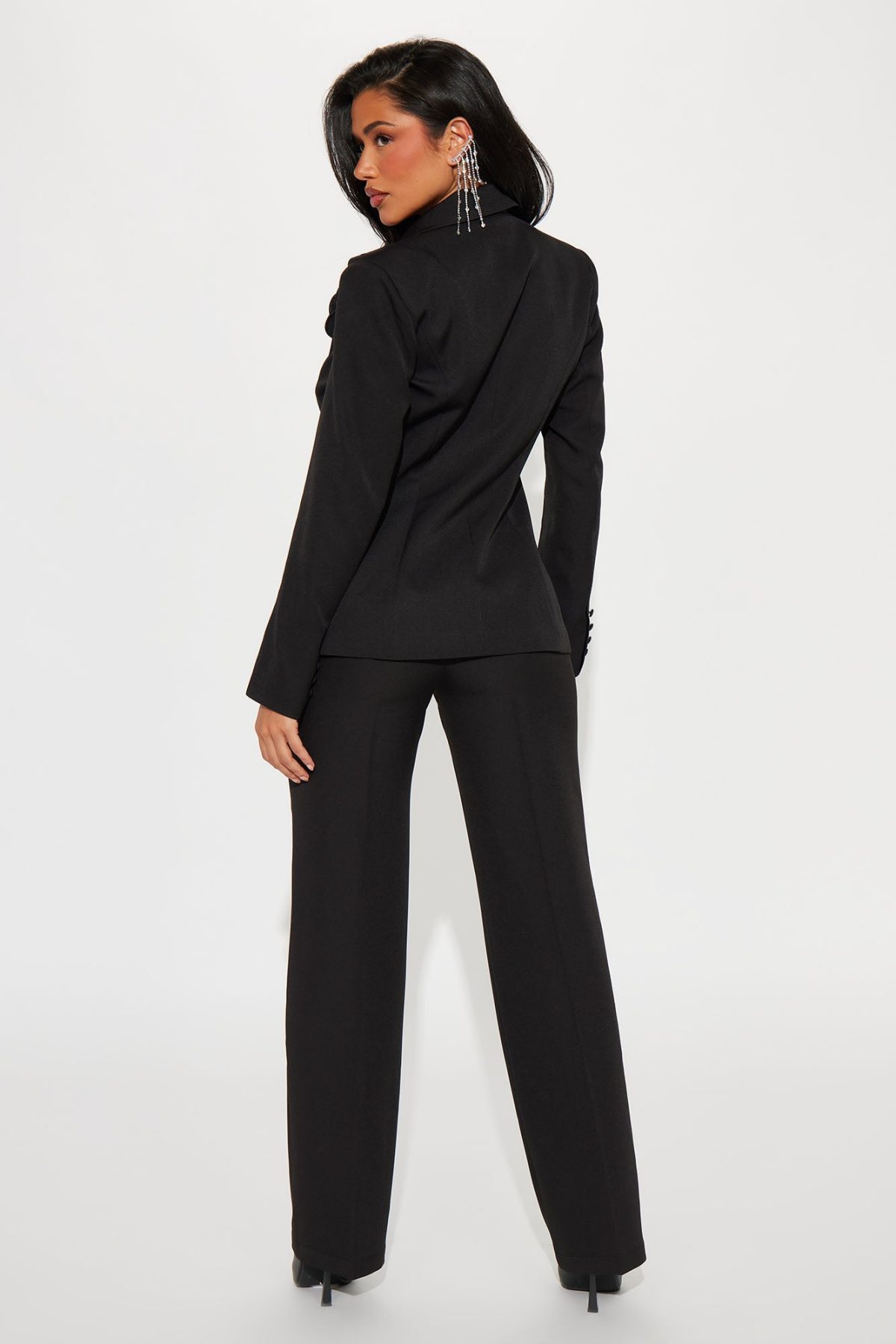 Mara Rosette Blazer Pant Set - Black