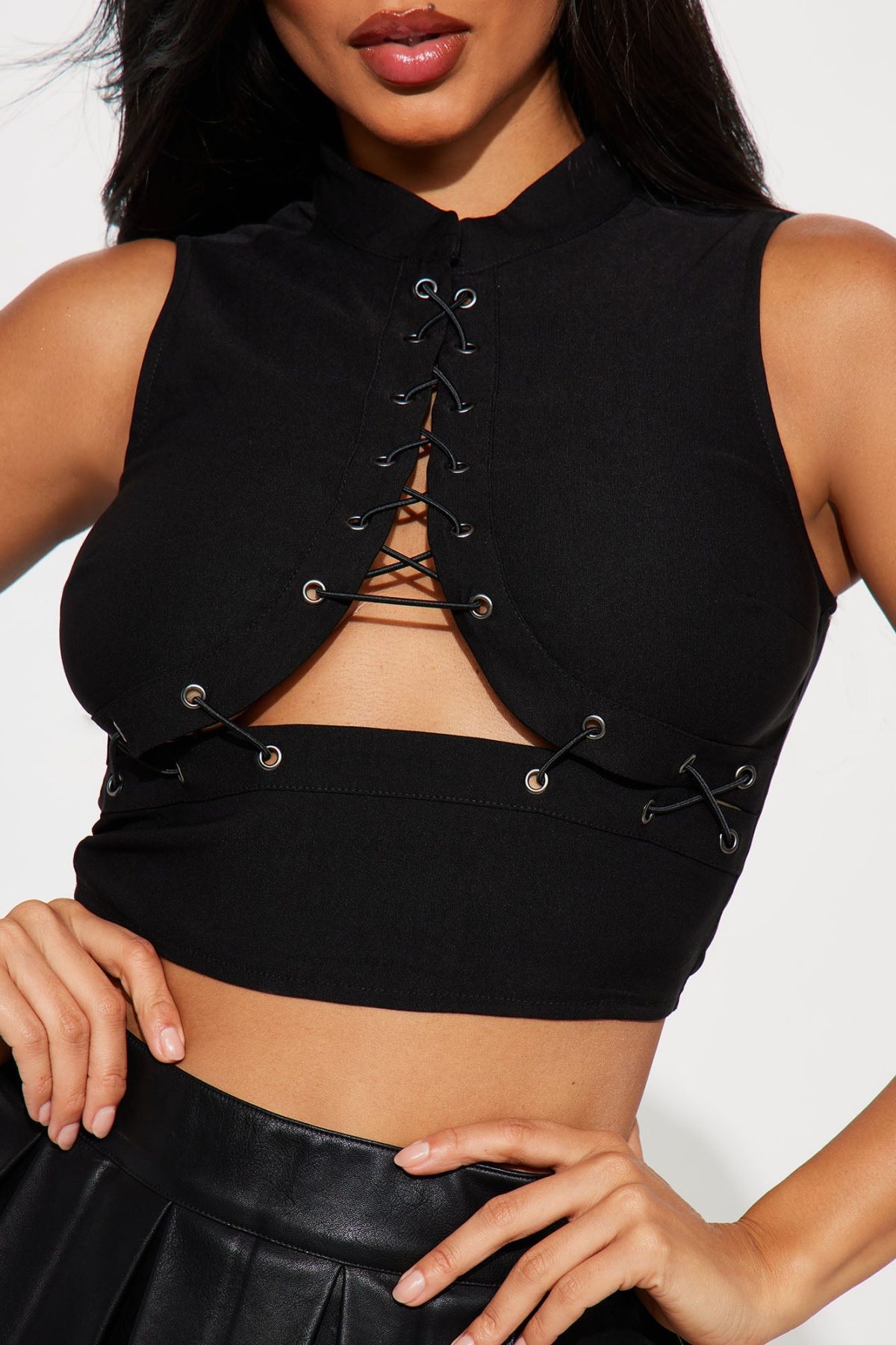 Hottest Pick Lace Up Top - Black