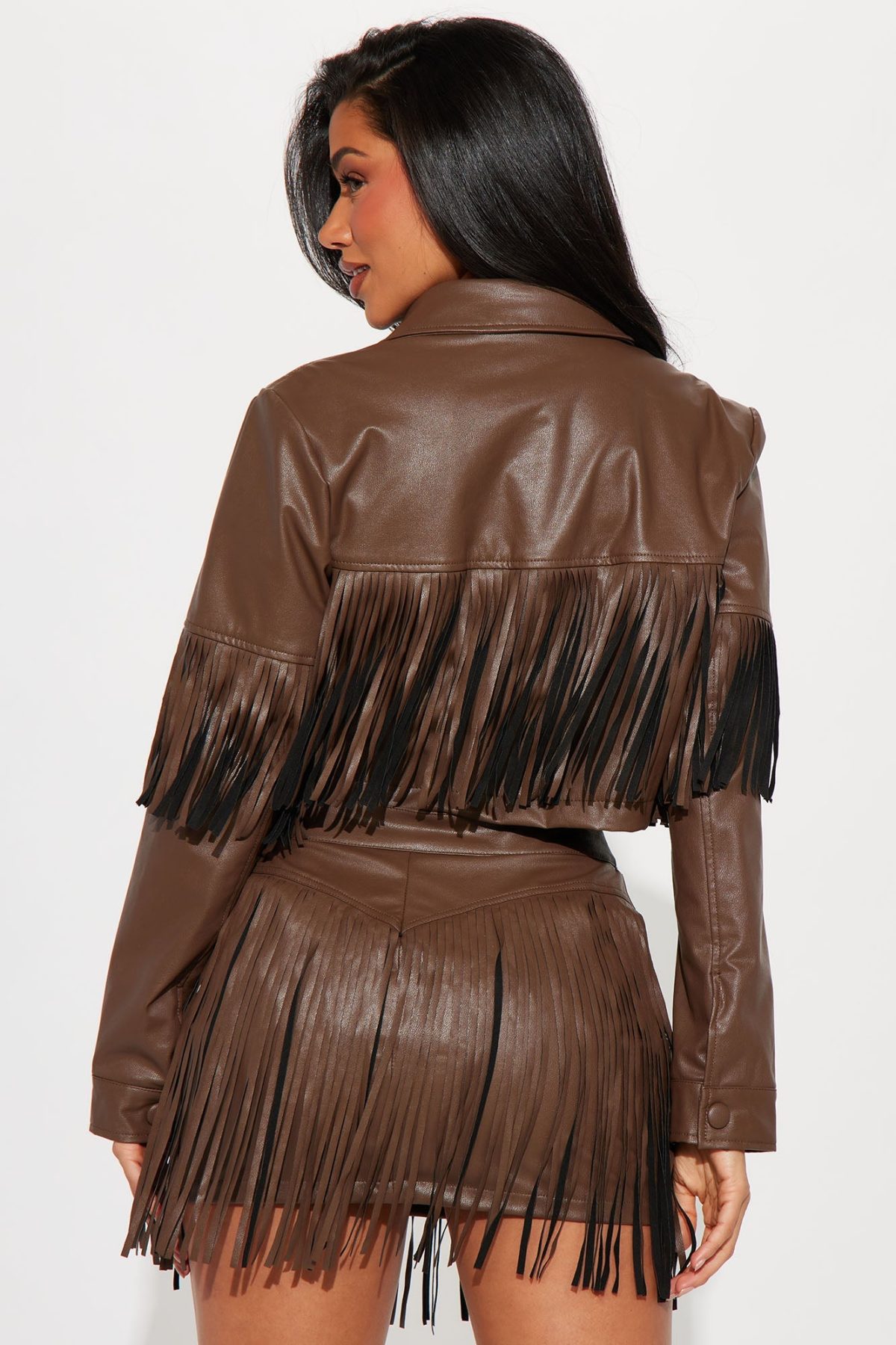 Queen of The Rodeo Fringe Skirt Set - Chocolate