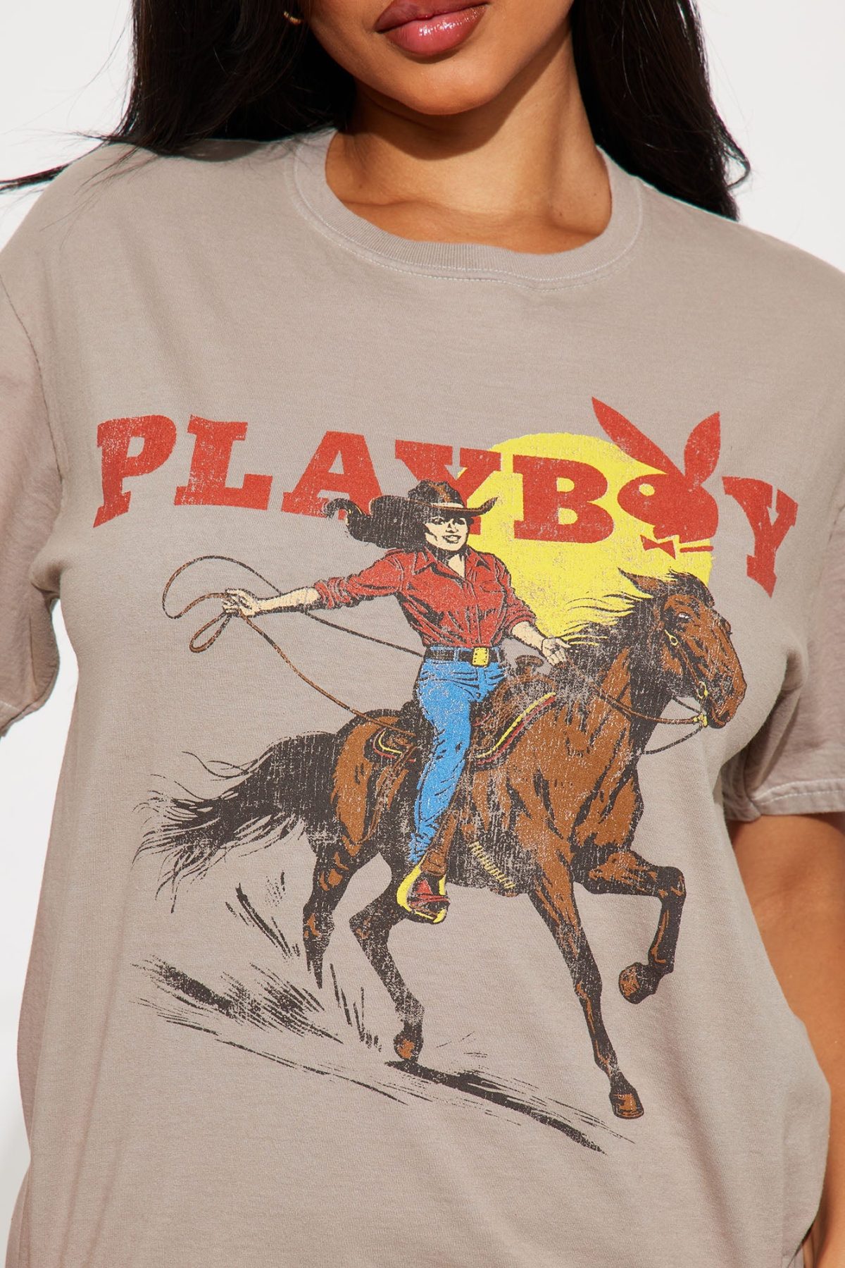 Playboy Wild West Washed Tee - Brown Combo