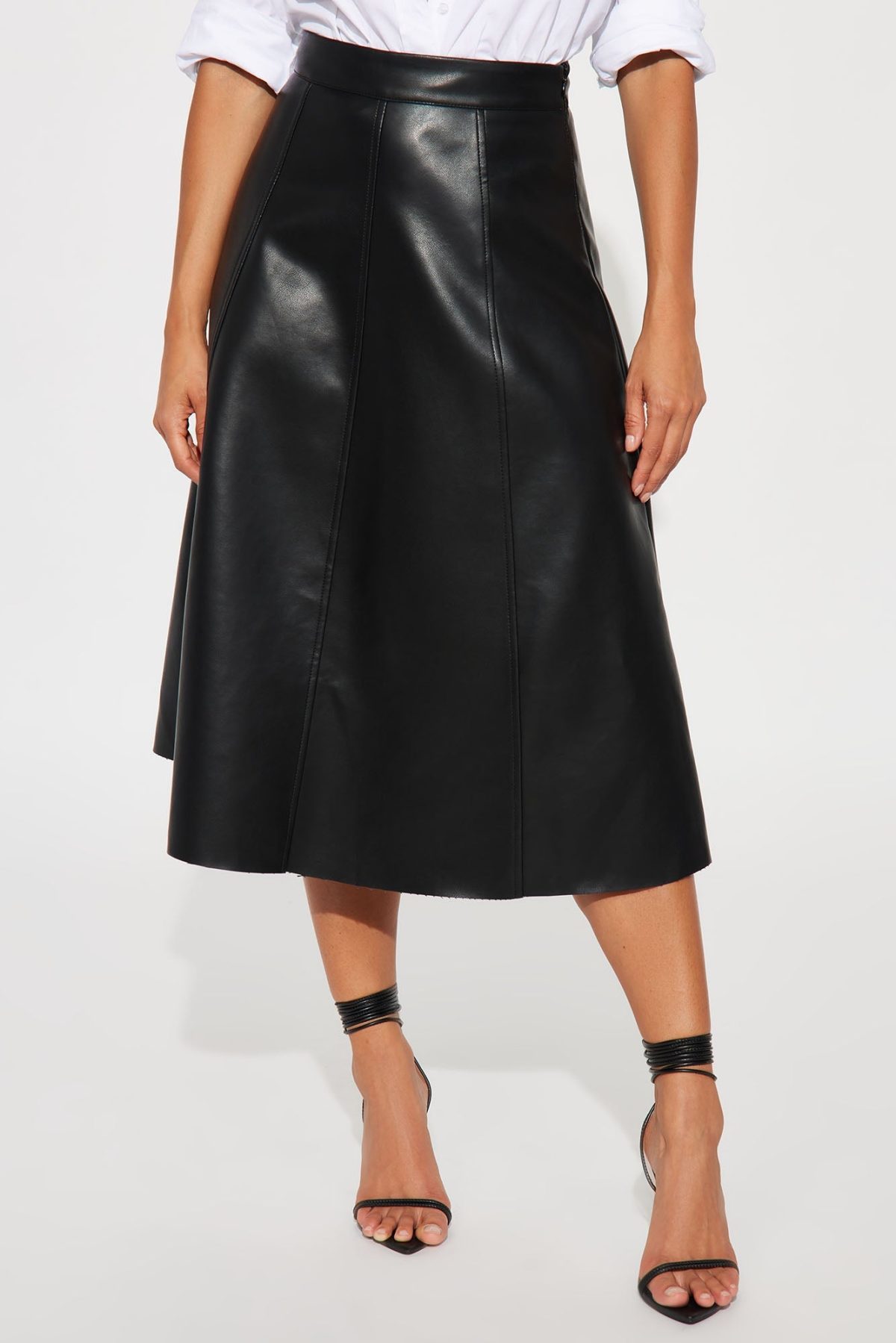 Don't Forget Faux Leather Midi Skirt - Black