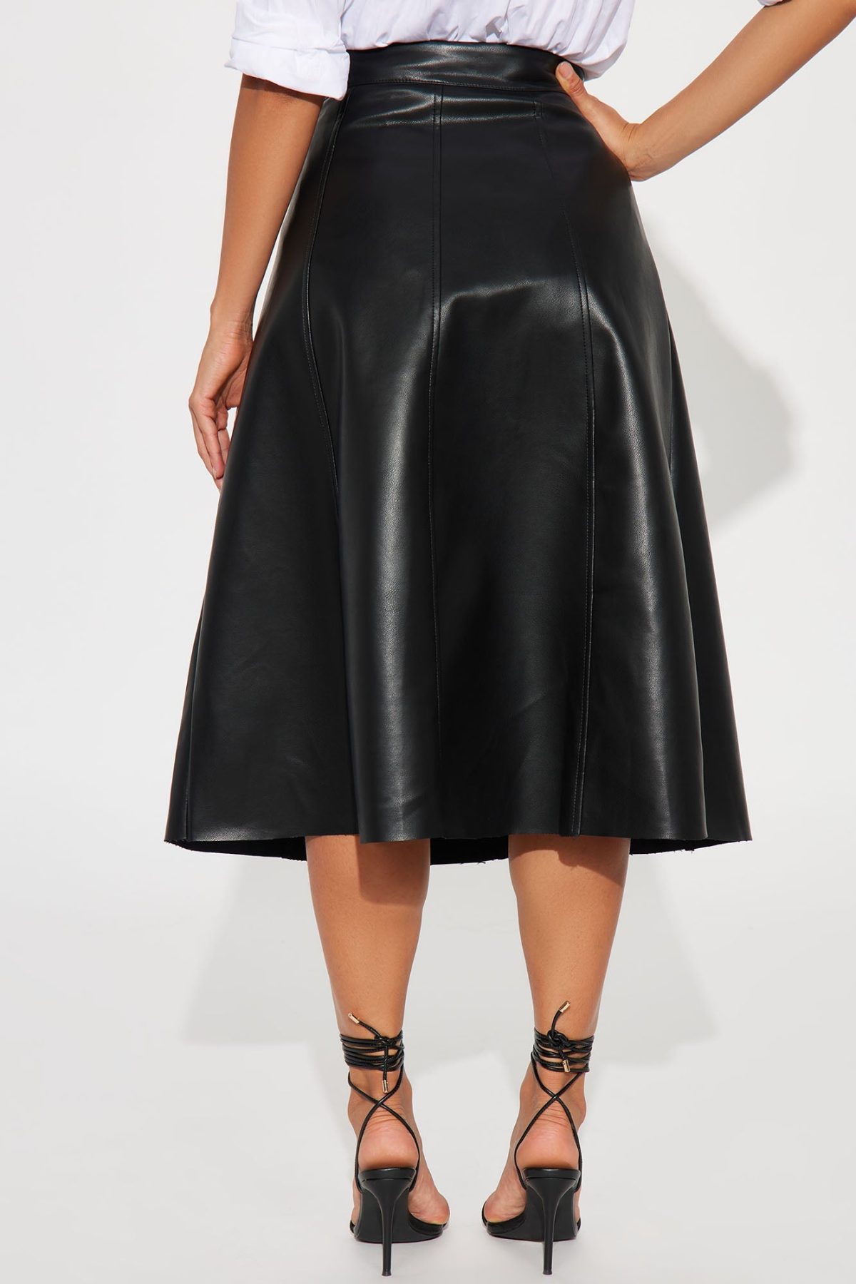 Don't Forget Faux Leather Midi Skirt - Black