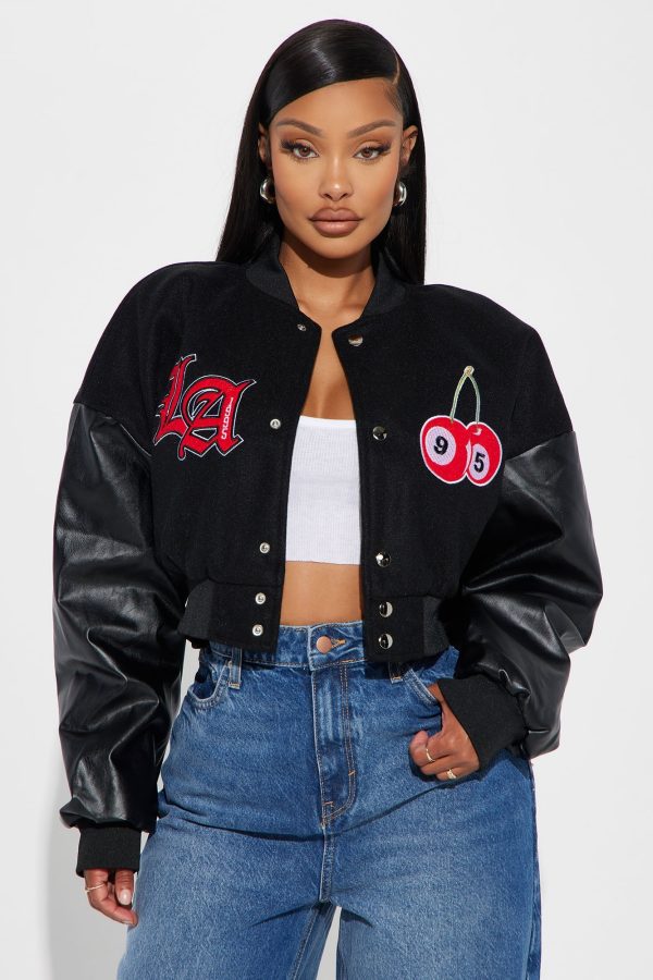 LA Girl Vibe Bomber Jacket - Black