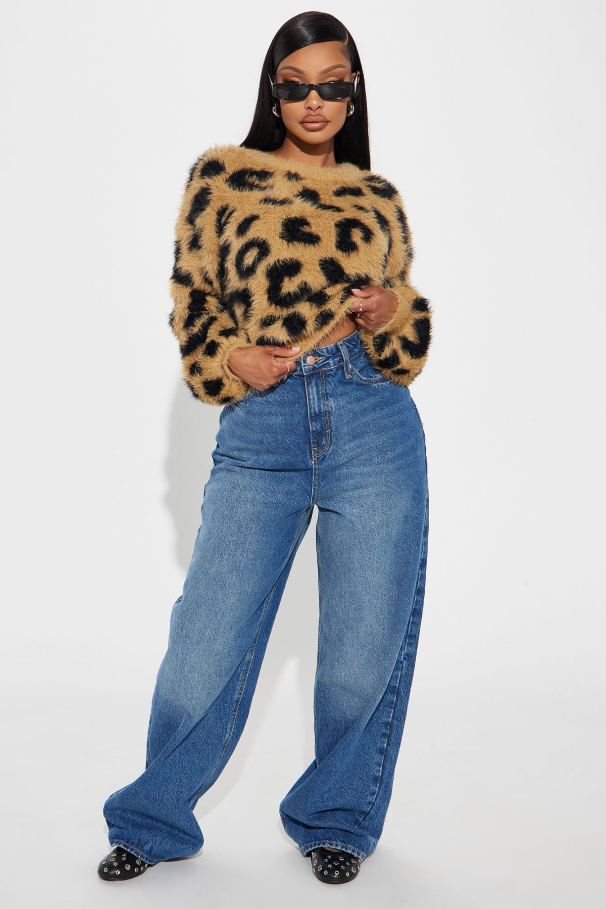 Feline Fierce Leopard Sweater - Brown/combo