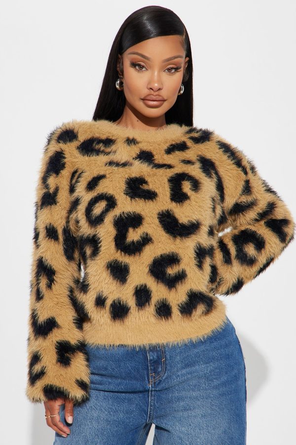 Feline Fierce Leopard Sweater - Brown/combo