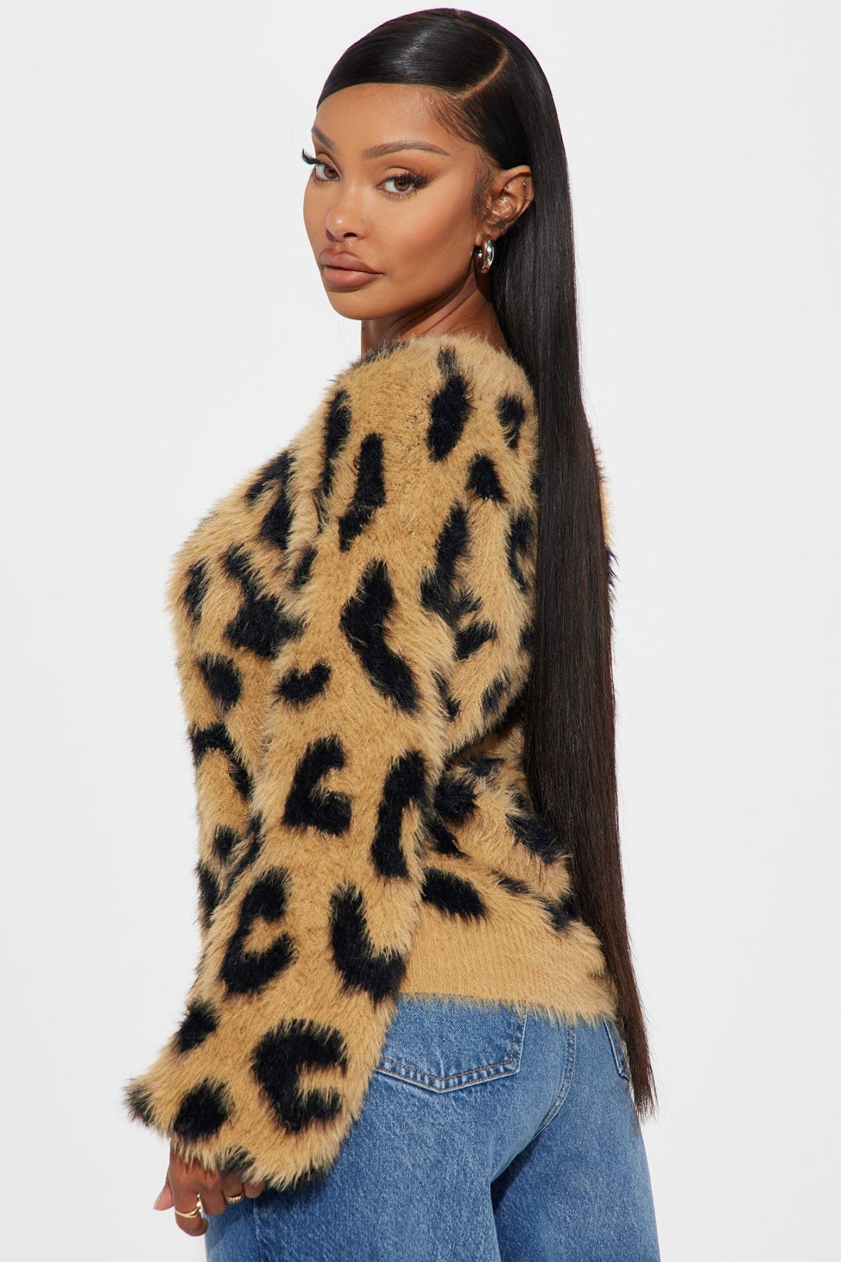 Feline Fierce Leopard Sweater - Brown/combo