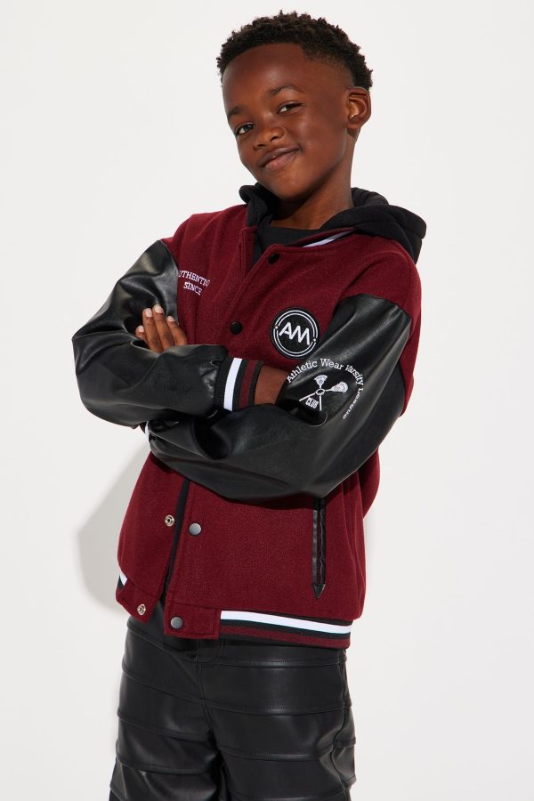 Mini Most Popular Varsity Jacket - Burgundy