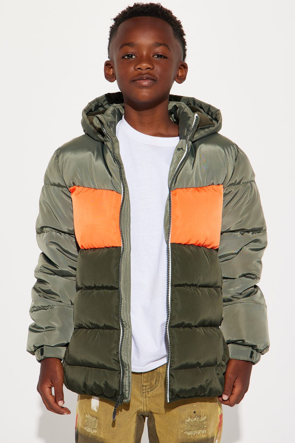 Mini Keep It Rising Colorblock Puffer - Orange/combo