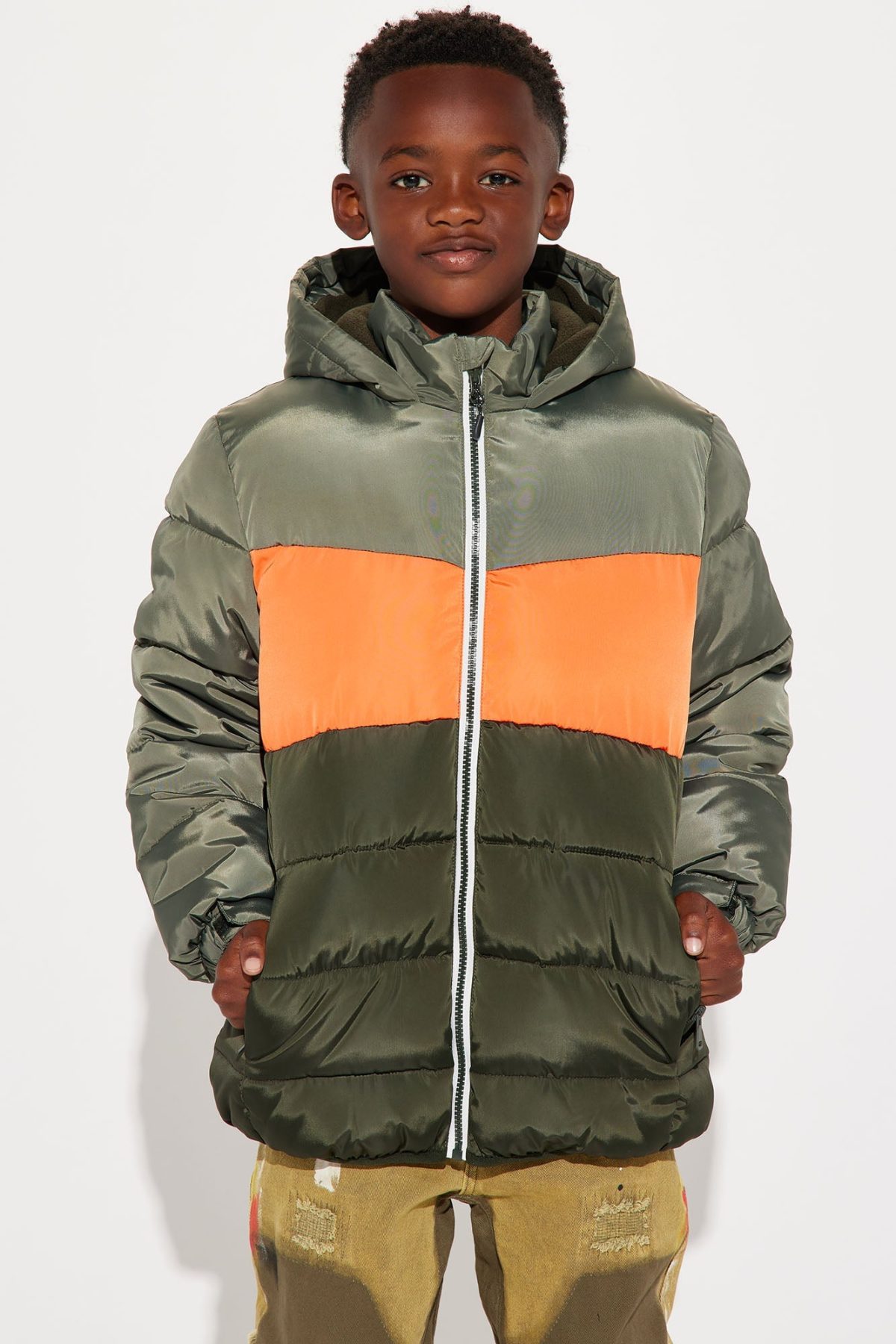 Mini Keep It Rising Colorblock Puffer - Orange/combo