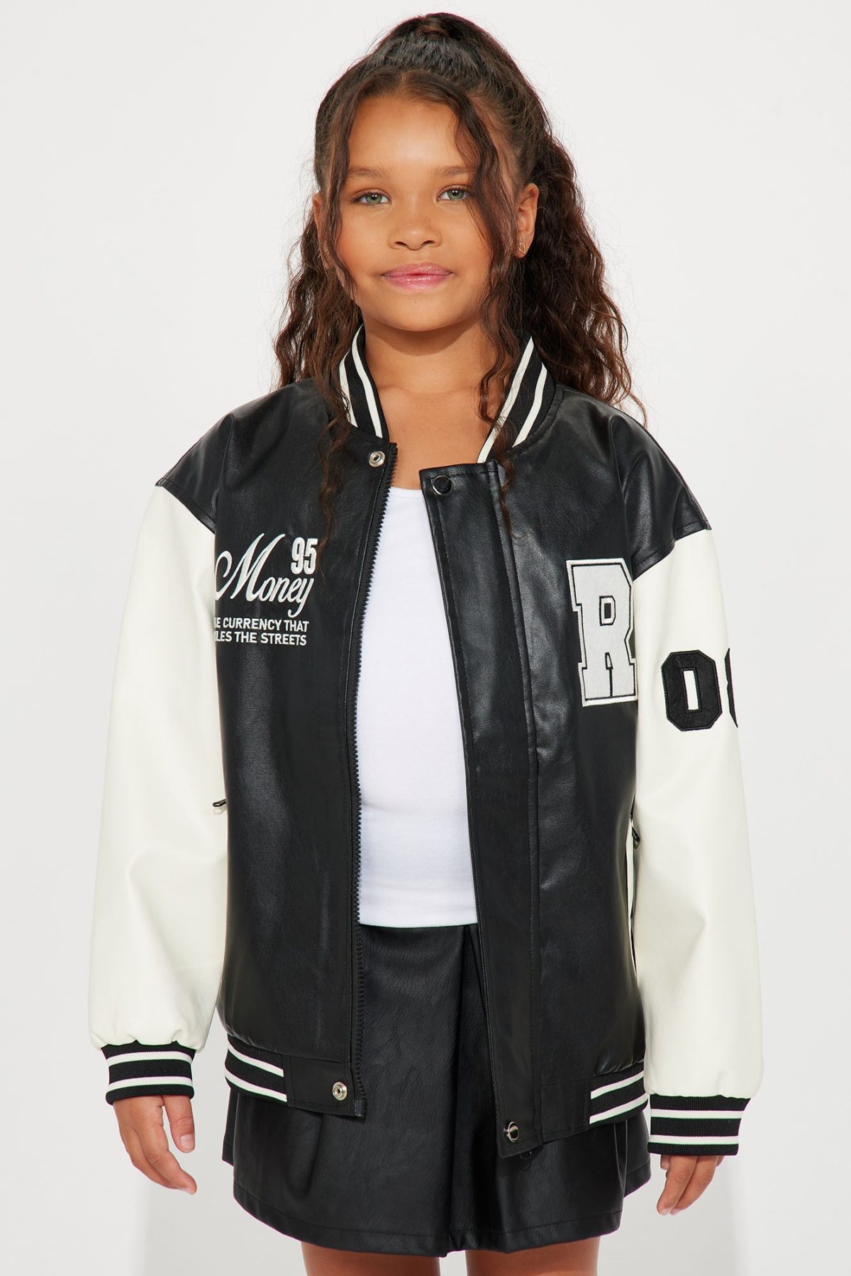 Mini Star Athlete Varsity Jacket - Black/White